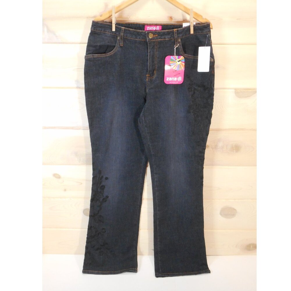 Vintage Y2K Zana Di Embroidered Jeans NWT Women's size 16 Bareback Black